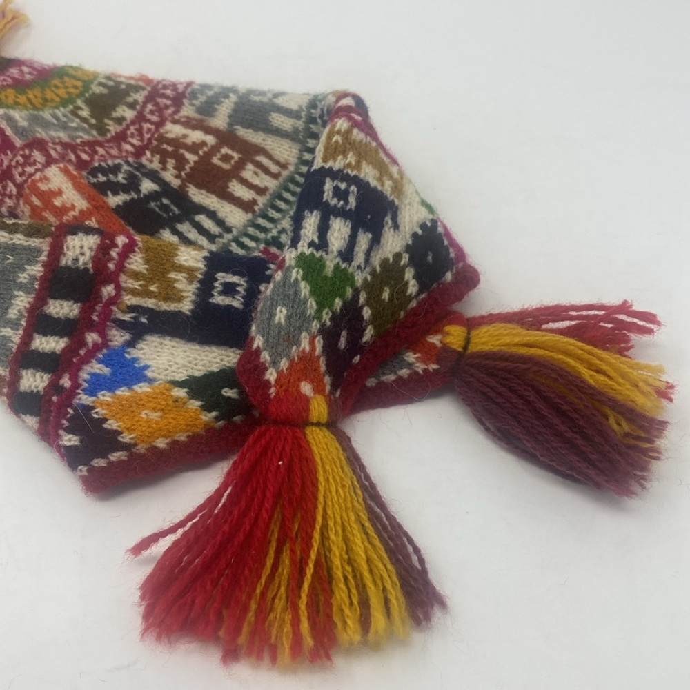 Bohemian Style lpacca Lamas Winter Knit Hat Multi Color Vibrant Tassel - Picture 10 of 12